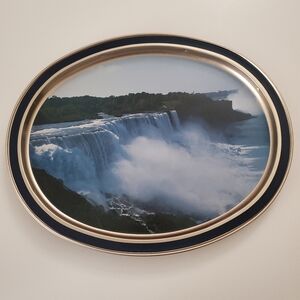 Niagara Falls New York Metal Tin Oval Serving Tray Sunshine Cracker Tin